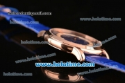 Vacheron Constantin Metiers D Art Miyota OS2035 Quartz Rose Gold Case with Blue Dial and Blue Leather Strap