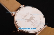 Cartier Le Cirque Animalier de Cartier Swiss Quartz Rose Gold Case with White MOP Dial and White Leather Strap