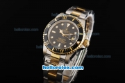 Rolex Submariner Automatic Movement with Black Dial and Bezel-Two Tone Strap