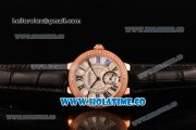 Cartier Ballon Bleu De Small Swiss Quartz Rose Gold Case with Diamonds Bezel White Dial and Black Leather Strap - Black Markers