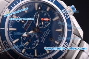 Omega Seamaster Chronograph Miyota Quartz Full Steel with Blue Bezel and Blue Dial-7750 Coating