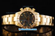 Rolex Daytona Swiss Valjoux 7750 Automatic Movement Full Gold with Diamond Bezel and Black MOP Dial-Diamond Markers