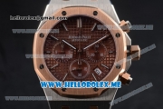 Audemars Piguet Royal Oak Miyota Quartz Two Tone Case/Bracelet with Brown Dial and Stick Markers