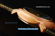 Ferrari Chronograph Miyota Quartz Movement Rose Gold Case with White/Yellow Arabic Numerals - Black Leather Strap