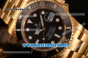 Rolex Submariner Miyota 9015 Automatic Yellow Gold Case/Bracelet with Black Dial and White Dot Markers (BP)