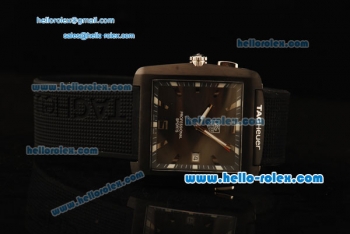 Tag Heuer Sports Swiss Quartz Movement PVD Case with Black Dial and Black Rubber Strap-White Markers