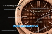 Audemars Piguet Royal Oak Clone Calibre AP 3120 Automatic Full Rose Gold with Brown Dial and Stick Markers (EF)