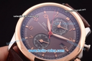 IWC Portuguese Automatic Steel Case with Rose Gold Bezel and Brown Dial-Brown Leather Strap