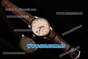 Patek Philippe Calatrava Miyota 9015 Automatic Steel Case with White Dial and Brown Leather Strap - Silver Stick Markers