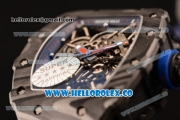 Richard Mille RM 055 Miyota 9015 Automatic Carbon Fiber Case with Skeleton Dial and Blue Nylon/Leather Strap