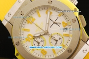 Hublot Big Bang Chronograph Miyota Quartz Movement Steel Case with Yellow Markers and Yellow Rubber Strap - Lady Model