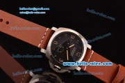 Panerai Power Reserve Asia ST25 Automatic Steel Case with Brown Leather Strap Black Dial