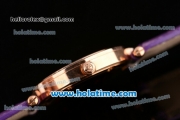 Franck Muller Ronde Miyota Quartz Rose Gold Case with Purple Leather Bracelet Diamond Bezel and Purple Stick Markers