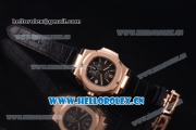 Patek Philippe Nautilus Clone PP 315 Automatic Rose Gold Case with Black Dial Arabic Numeral Markers and Black Leather Strap (BP)