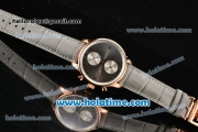 IWC Portuguese Chrono Swiss Valjoux 7750 Automatic Rose Gold Case with Grey Dial and Grey Leather Strap