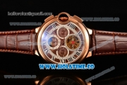 Cartier Ballon Bleu De Tourbillon Moonphase Asia Automatic Rose Gold Case with Brown Dial and Roman Numeral Markers