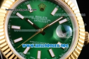 Rolex Datejust II Clone Rolex 3135 Automatic Two Tone Case/Bracelet with Green Dial and Stick Markers