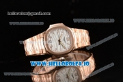 Patek Philippe Nautilus Miyota 9015 Automatic Rose Gold Case White Dial With Stick Markers Rose Gold Bracelet