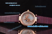 Cartier Le Cirque Animalier de Cartier Swiss Quartz Rose Gold Case with White MOP Dial and Purple Leather Strap