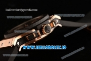 Hublot Aero Bang Chrono Swiss Valjoux 7750 Automatic Rose Gold/PVD Case Black Dial With Stick Markers Black Rubberr Strap