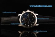 Vacheron Constantin Moonphase Swiss Tourbillon Manual Winding Movement Steel Case with Black Dial and Black Leather Strap