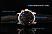 Vacheron Constantin Moonphase Swiss Tourbillon Manual Winding Movement Steel Case with Black Dial and Black Leather Strap