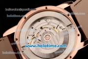 Cartier Ronde Solo Swiss ETA 2836 Automatic Rose Gold Case with Diamond Bezel White Dial and Brown Leather Strap