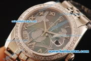 Rolex Datejust Asia 2813 Automatic Full Steel with Diamond Bezel and Green MOP Dial-Silver Roman Markers