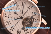 Patek Philippe Tourbillon Automatic Rose Gold Case with White Dial and Brown Leather Strap