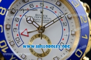 Rolex Yacht-Master II Chrono Swiss Valjoux 7750 Automatic Yellow Gold Case with White Dial and Yellow Gold Bracelet - (BP)