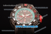 Richard Mille RM028 Swiss Valjoux 7750 Automatic PVD Case with Skeleton Dial and Black Rubber Strap - Blue Inner Bezel