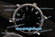 Patek Philippe Calatrava Miyota OS2035 Quartz Steel Case with Roman Numeral Markers and Black Dial