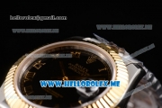 Rolex Datejust II Asia 2813 Automatic Two Tone Case/Bracelet with Black Dial and Roman Numeral Markers (BP)
