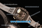 Richard Mille RM 11-09 Chrono Swiss Valjoux 7750 Automatic Carbon Fiber Case with Skeleton Dial Arabic Numeral and White Rubber Strap - 1:1 Original(KV)