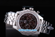 Breitling Bentley 6.75 Big Date Automatic Silver Case with Brown Dial and SS Strap