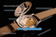 Patek Philippe Calatrava Miyota 9015 Automatic Steel Case with White Dial and Brown Leather Strap - Silver Stick Markers