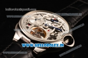 Cartier Ballon Bleu De Tourbillon Asia Automatic Steel Case with White Skeleton Dial and Black Leather Strap