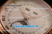 BlancPain Villeret Moonphase & Complete Calendar Miyota 9015 Automatic Rose Gold Case with White Dial Brown Leather Strap and Roman Numeral Markers (AAAF)
