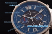 Ulysse Nardin Maxi Marine Chrono Japanese Miyota OS20 Quartz Stainless Steel Case with Blue Rubber Strap and Blue Dial