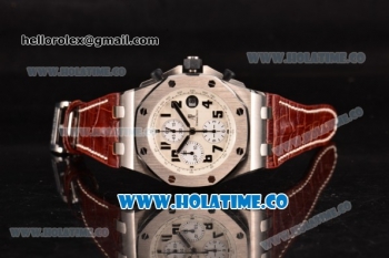 Audemars Piguet Royal Oak Offshore Safari Chronograph Swiss Valjoux 7750 Automatic Steel Case with White Dial and Numeral Markers - 1:1 Best Edition (JF)