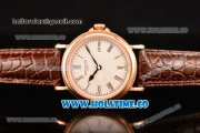 Patek Philippe Calatrava Miyota Quartz Rose Gold Case with White Dial and Black Roman Numeral Markers