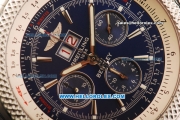 Breitling Bentley Swiss Valjoux 7750 Chronograph Movement Full Steel with Blue Dial and Honeycomb Bezel - Stick Markers