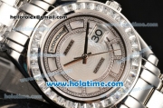 Rolex Day-Date Masterpieces Swiss ETA 2836 Automatic Steel Case with Diamonds Bezel and White MOP Dial (BP)