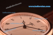 Breguet Classique 2813 Automatic Rose Gold Case with White Dial and Brown Leather Strap-ETA Coating