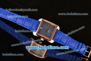 Vacheron Constantin Historiques Toledo Miyota Quartz Rose Gold Case with Stick Markers and Blue Dial