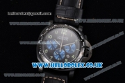 Panerai Luminor Chrono PAM 162 Swiss Valjoux 7750 Automatic PVD Case with Black Dial Blue Subdial and Black Leather Strap