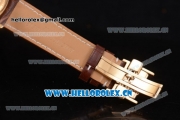 Longines Master Date Swiss ETA 2824 Automatic Yellow Gold Case with White Dial Diamonds Markers and Brown Leather Strap