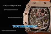 Richard Mille RM11-03 Swiss Valjoux 7750 Automatic Steel Case Skeleton Dial With Arabic Numeral Markers Orange Rubber Strap(KV)