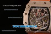 Richard Mille RM11-03 Swiss Valjoux 7750 Automatic Steel Case Skeleton Dial With Arabic Numeral Markers Orange Rubber Strap(KV)