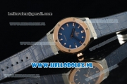 Hublot Classic Fusion Miyota 9015 Automatic Rose Gold Case with Navy Blue Dial Stick Markers and Navy Blue Genuine Leather Strap